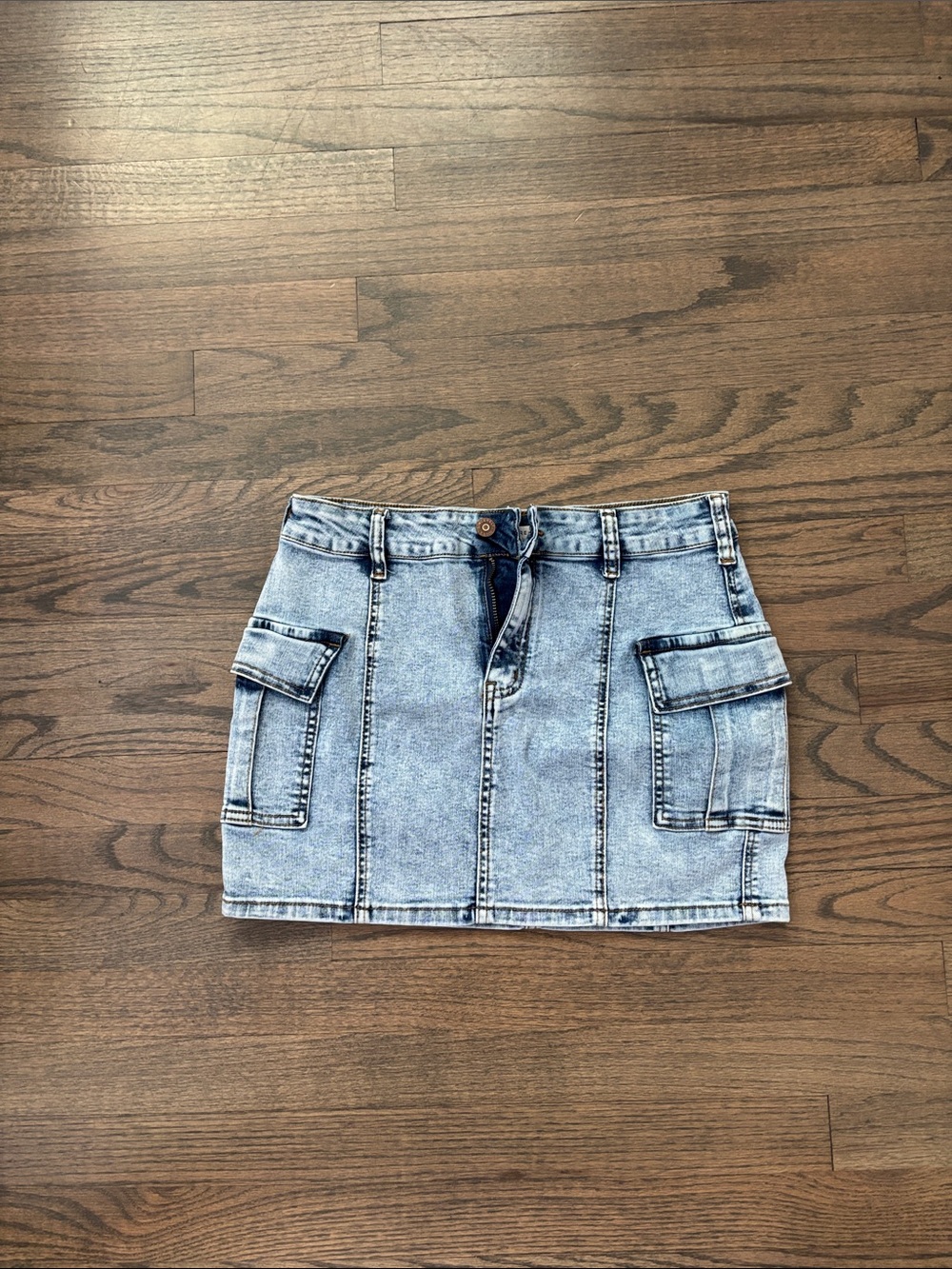 Sincerely Jules Light Blue Denim Cargo Mini Skirt - Picture 5 of 12